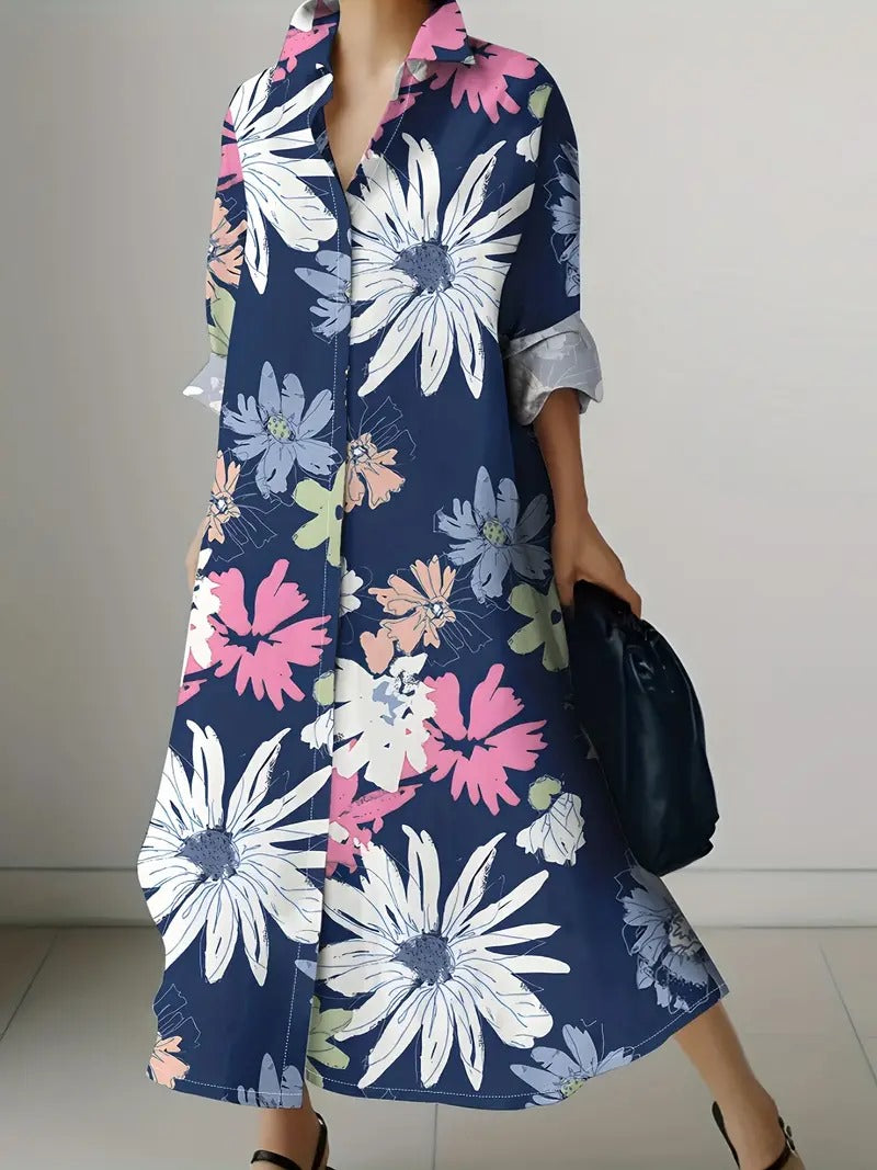 Indigo Print Shirt Dress