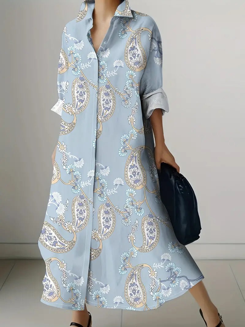 Sky Print Shirt Dress