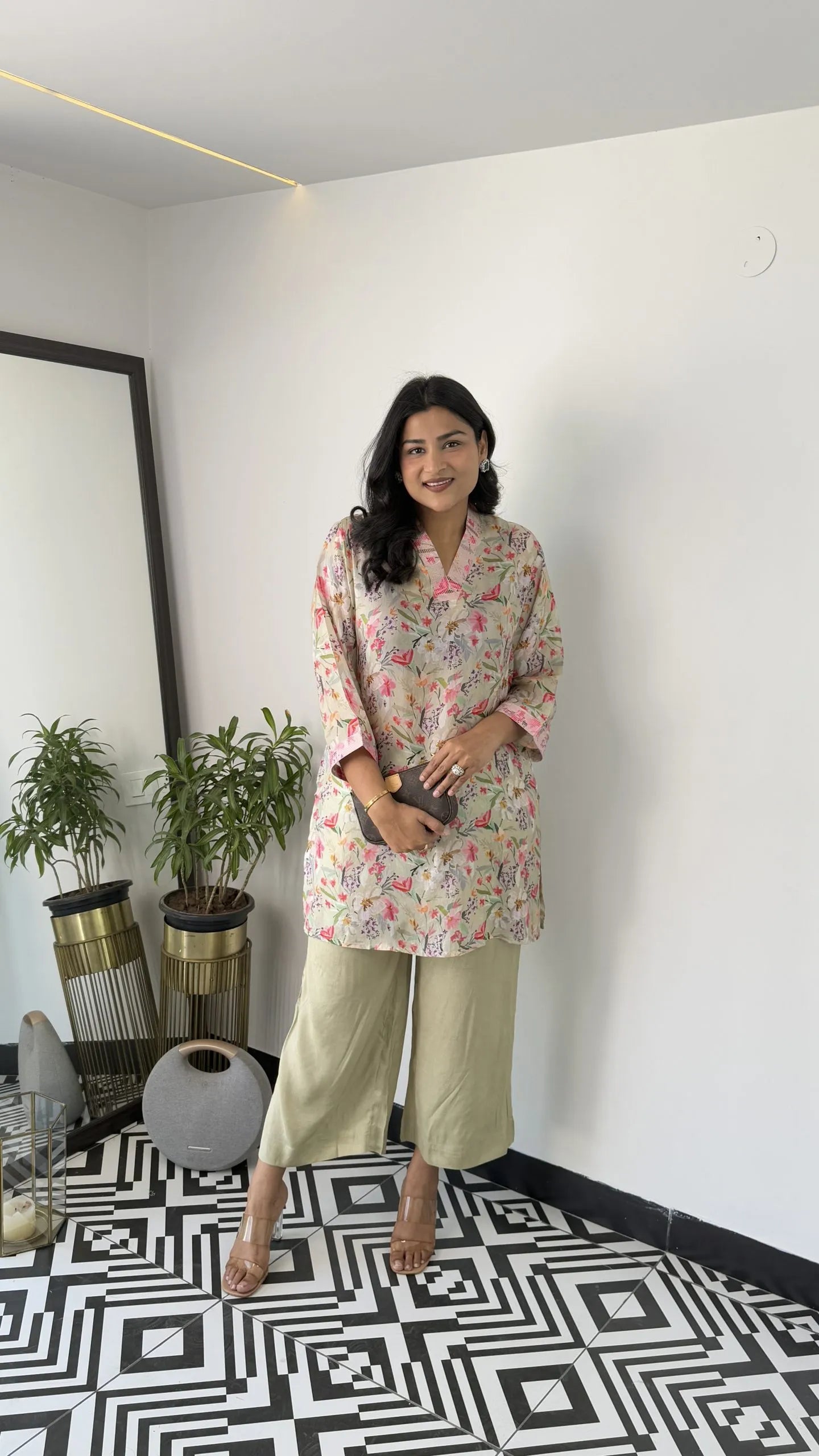 Melange Green Floral Cord Set