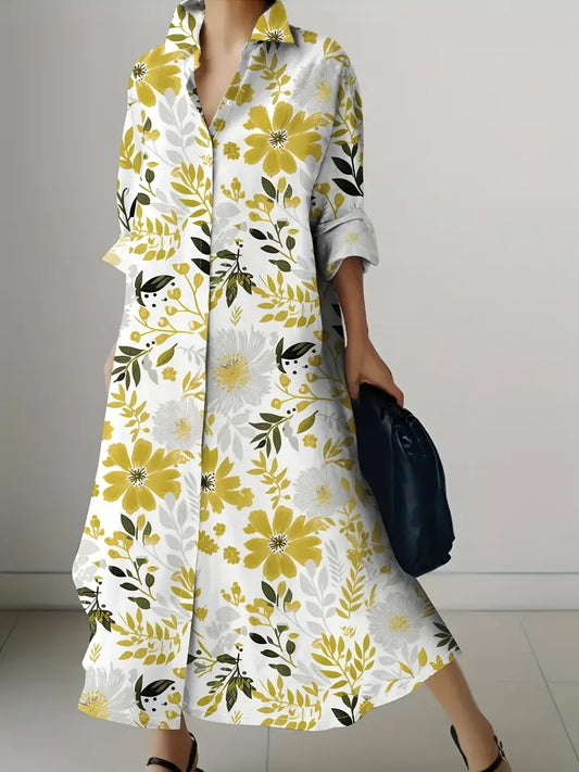 Mustard Print Shirt Dress