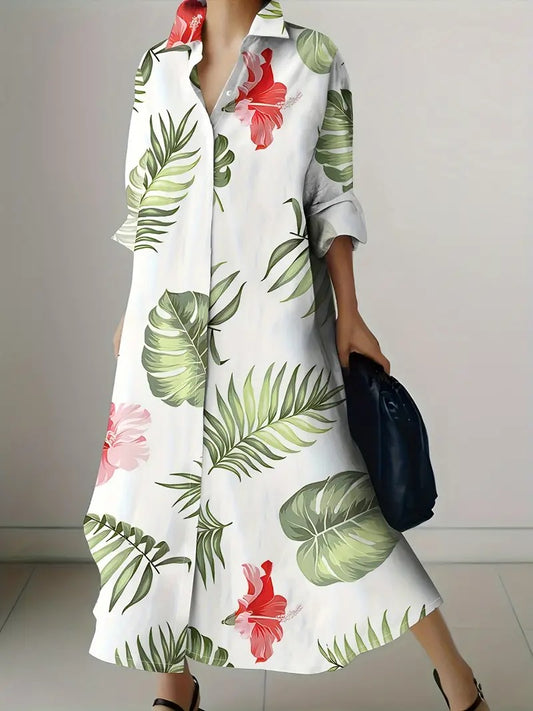 Off White Green Print Shirt Dress