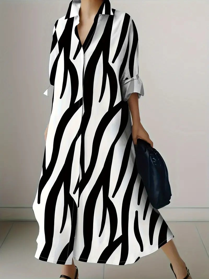 Vintage Print Shirt Dress