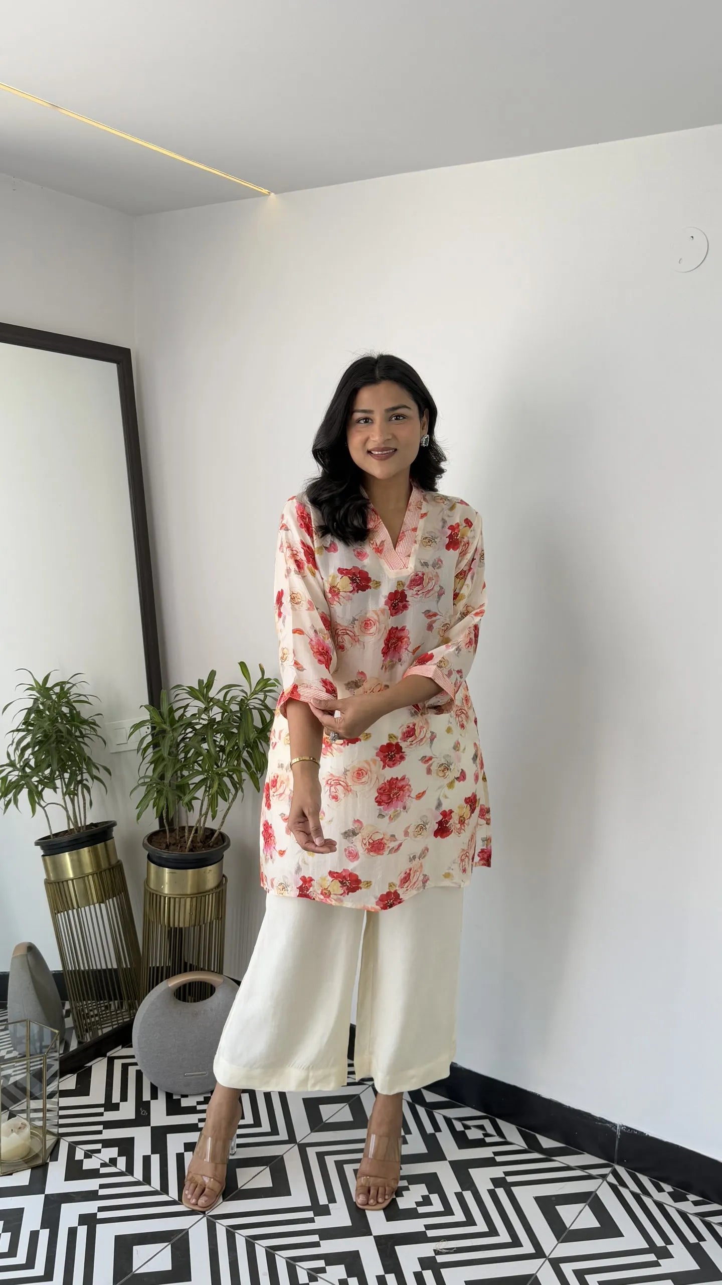 Melange White Rose Cord Set