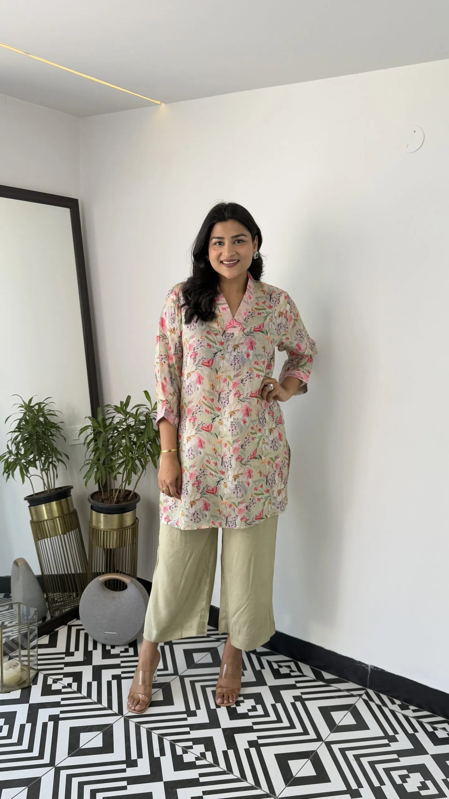 Melange Green Floral Cord Set