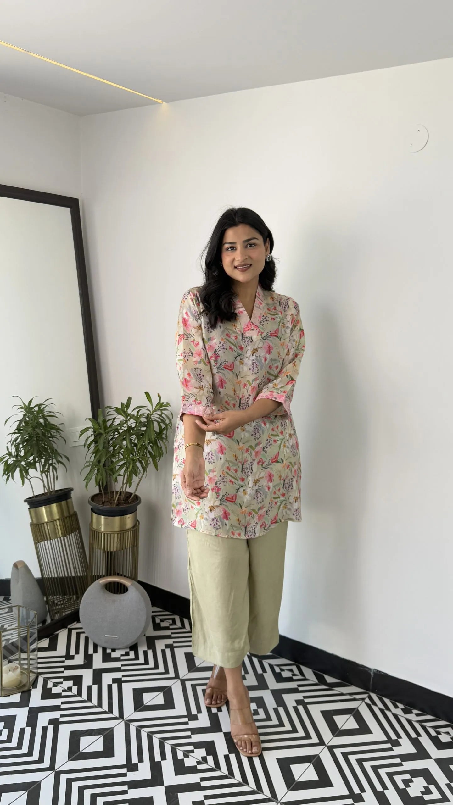 Melange Green Floral Cord Set