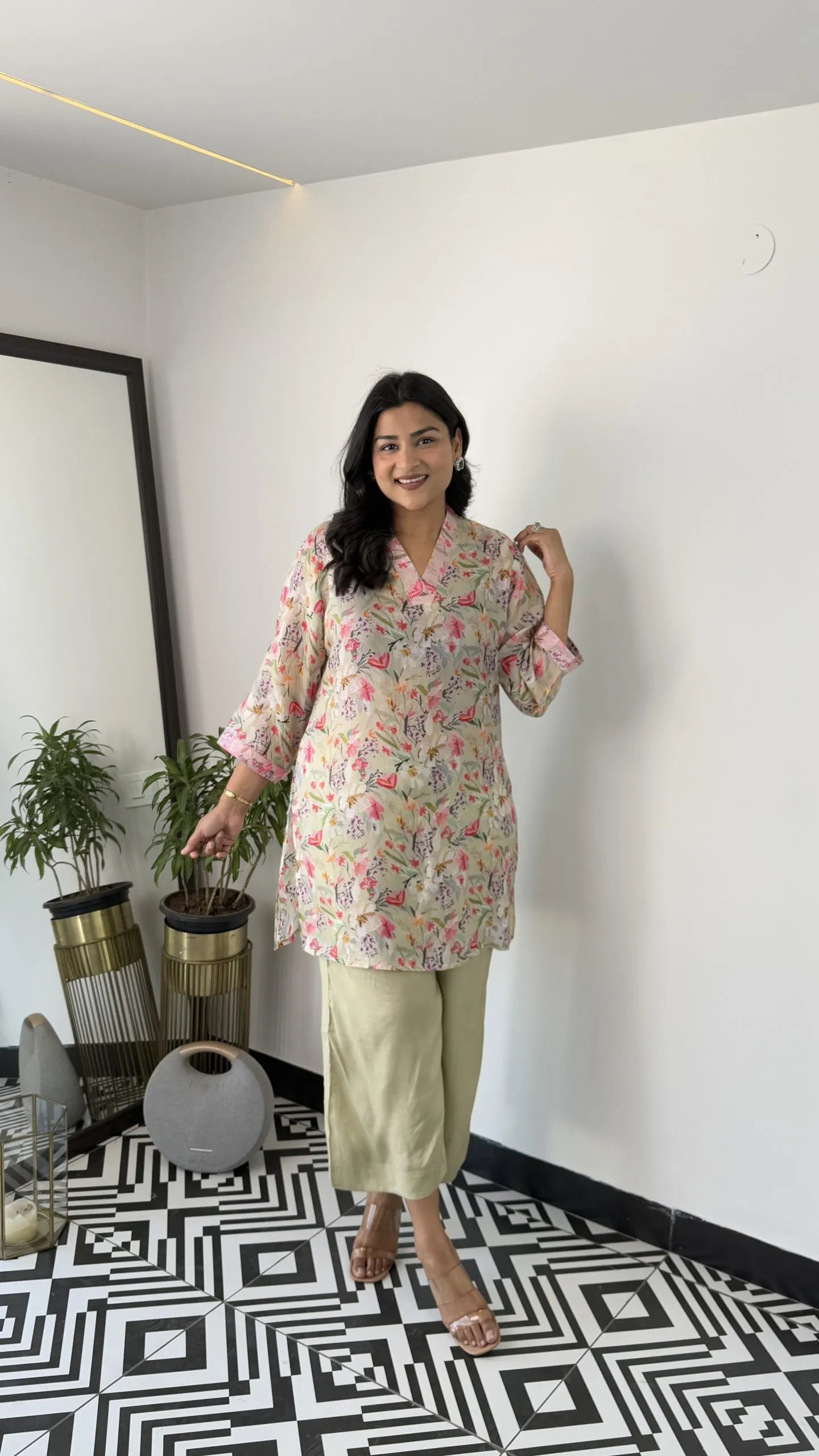 Melange Green Floral Cord Set