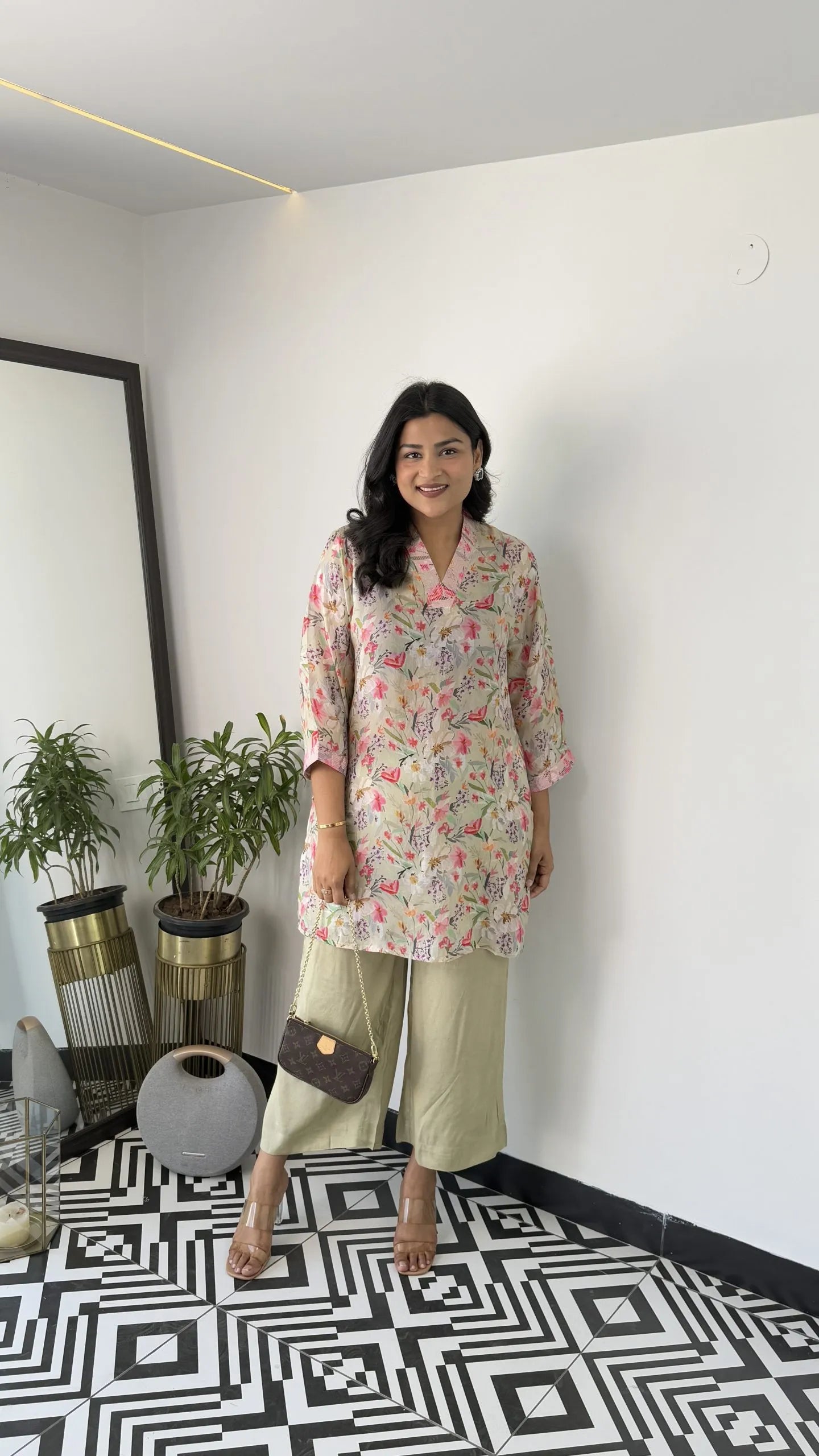 Melange Green Floral Cord Set